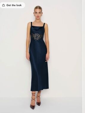 Reformation Evelyne Silk Dress Blue - Size 8